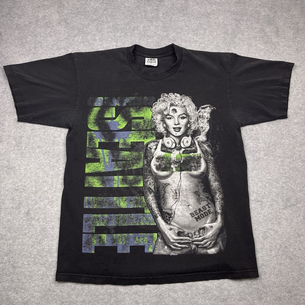 Seattle Seahawks‎ Marilyn Monroe graphic t-shirt black streetwear size XL